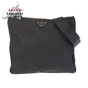 Prada Tessuto triangular logo plate black nylon shoulder messenger bag